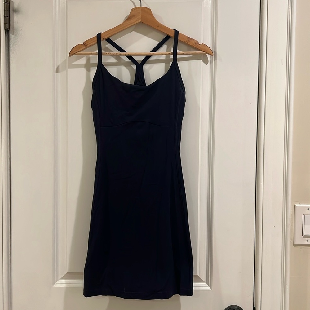 Athleta Navy Vital Dress with internal shelf bra with removable pads